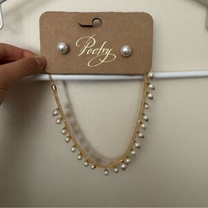 Poetry Gold Necklace with Pearl Charms